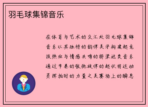 羽毛球集锦音乐